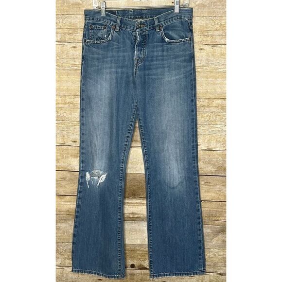 LUCKY BRAND BROKEN IN EASY RIDER DISTRESSED DUNGAREES SIZE 6 CASUAL DISTRESSED - Picture 1 of 3